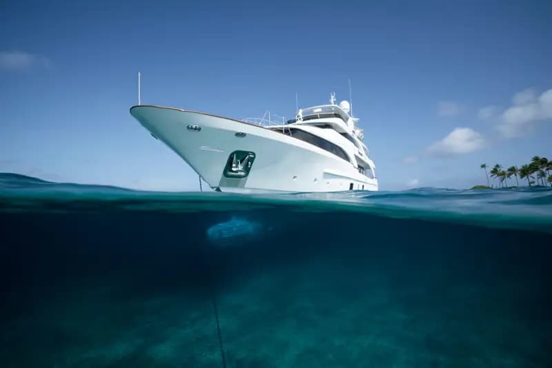 Luxury yacht partially underwater